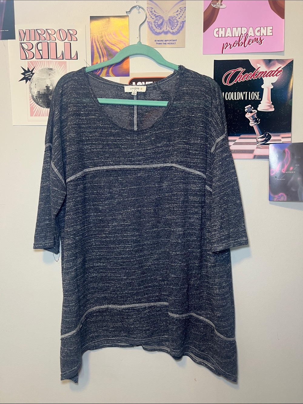 Umgee Charcoal Heather V-Neck Tunic Top